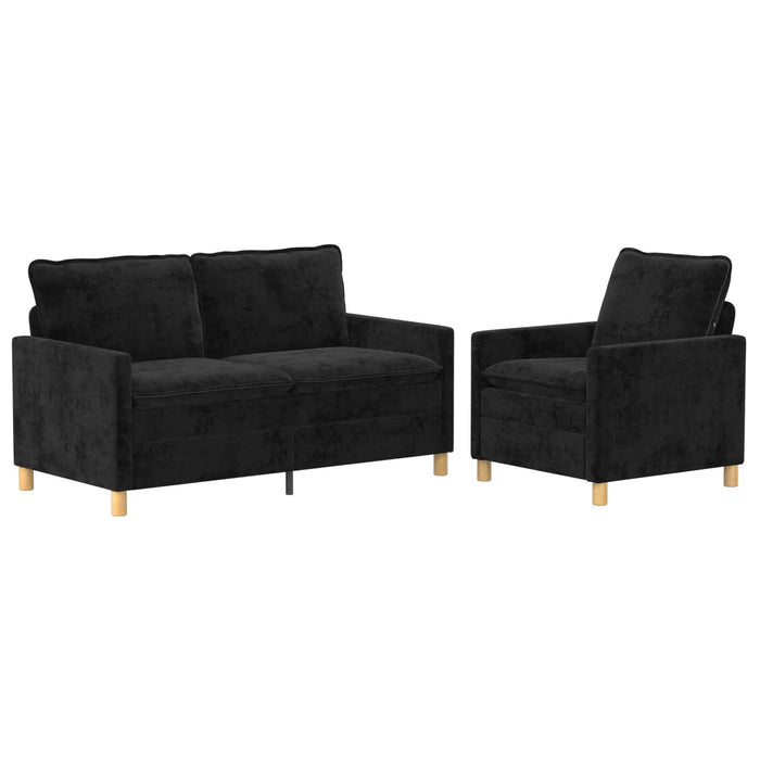 Set de canapea 2 pcs Negru Poliester WALTI