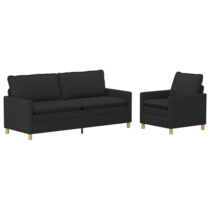 Set de canapea 2 buc. Negru Țesătură WALTI