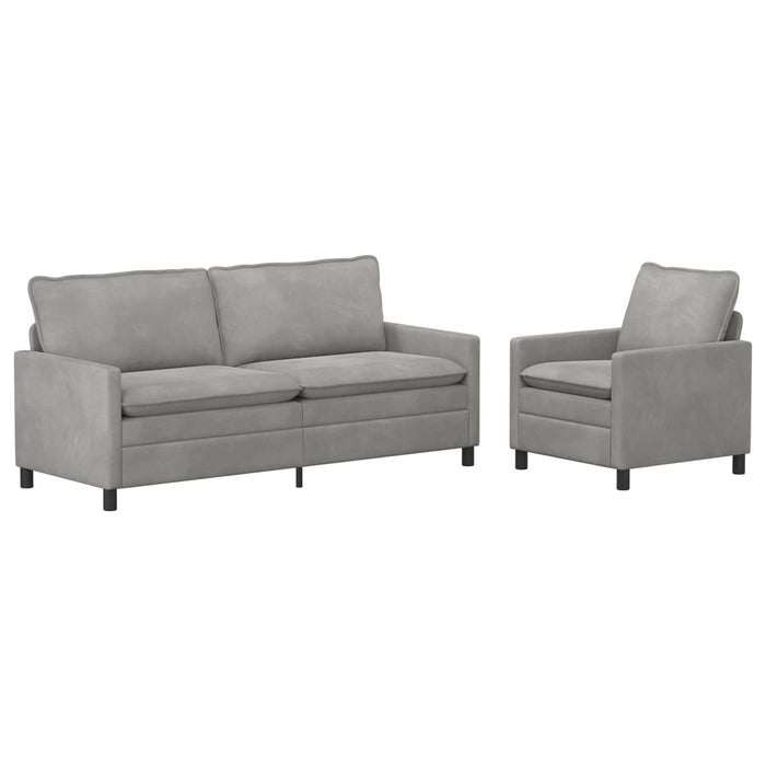 Set de canapea 2 pcs Gri deschis Catifea - WALTI WALTI