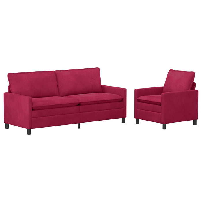 Set de canapea 2 pcs Roșu Vin Catifea - WALTI WALTI