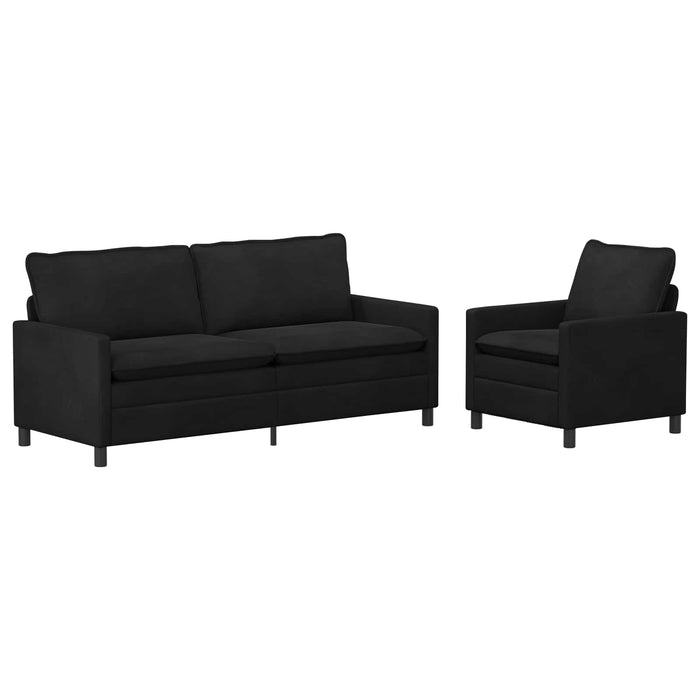 Set de canapea 2 pcs Negru Catifea - WALTI WALTI