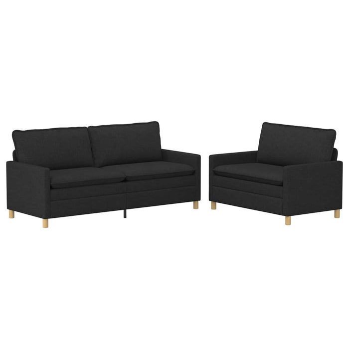 Set de canapea 2 buc. Negru Țesătură WALTI