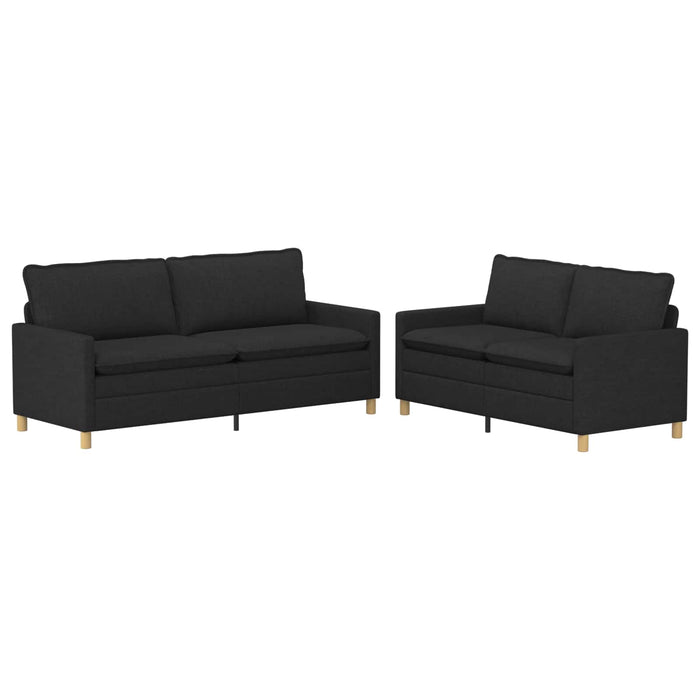Set de canapea 2 buc. Negru Țesătură WALTI