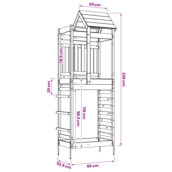 Turn de joacă Maro 52,5 x 85 x 238 cm Lemn impregnate solid WALTI