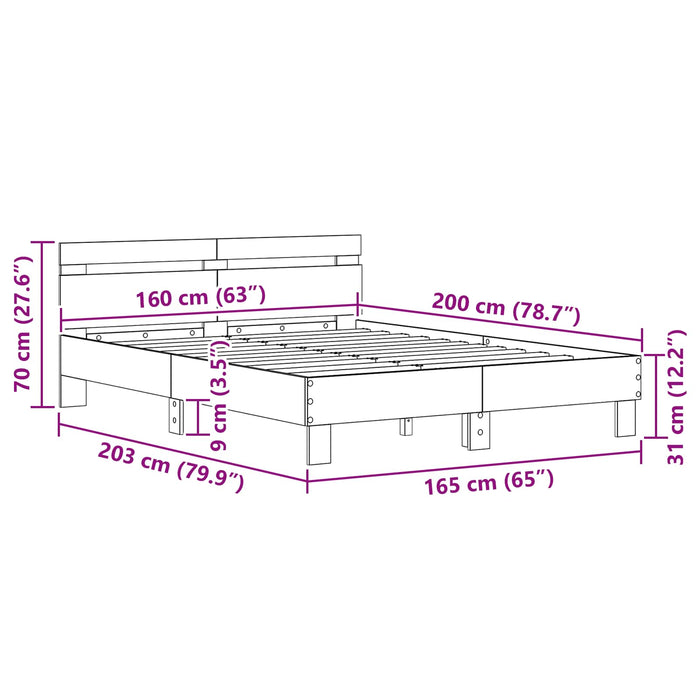 Cadru de pat Lemn vechi 160 x 200 cm Lemn compozit WALTI