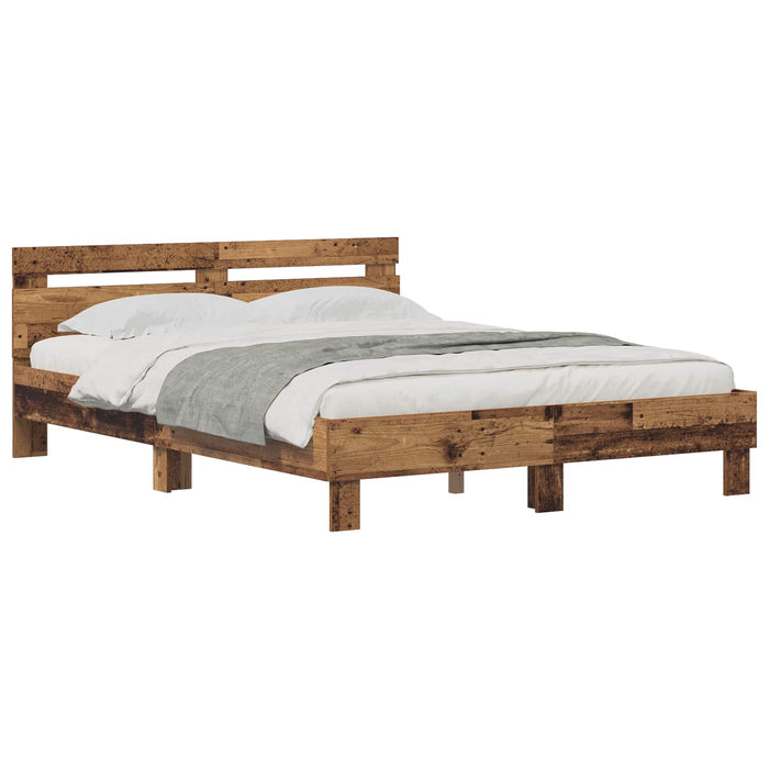 Cadru de pat cu headboard Lemn vechi 140 x 200 cm Lemn compozit - WALTI WALTI
