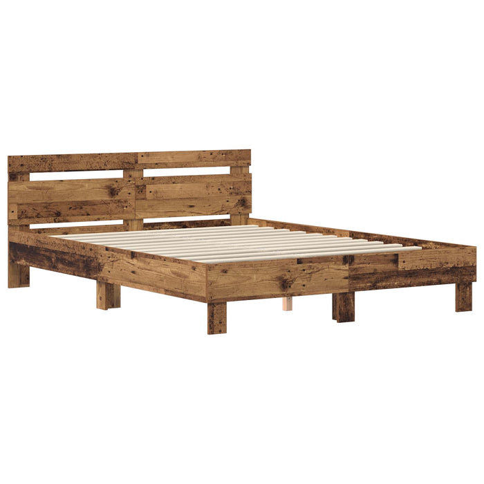Cadru de pat cu headboard Lemn vechi 140 x 200 cm Lemn compozit - WALTI WALTI