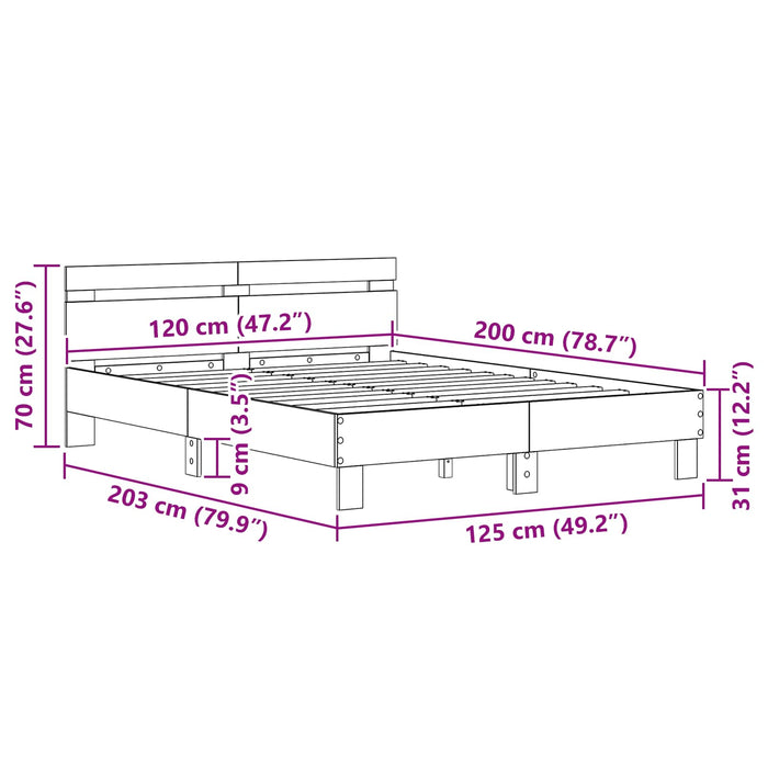 Cadru de pat cu headboard Lemn vechi 120 x 200 cm Lemn compozit - WALTI WALTI