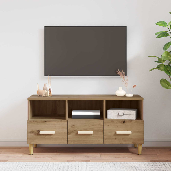 Cabinet TV Stejar artizanal 102 x 35,5 x 50 cm Lemn compozit - WALTI WALTI