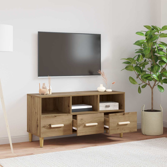 Cabinet TV Stejar artizanal 102 x 35,5 x 50 cm Lemn compozit - WALTI WALTI