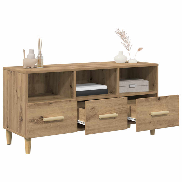 Cabinet TV Stejar artizanal 102 x 35,5 x 50 cm Lemn compozit - WALTI WALTI