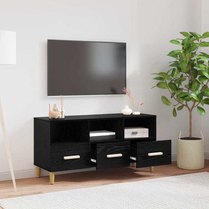 Cabinet TV Stejar Negru 102 x 35,5 x 50 cm Lemn compozit - WALTI WALTI