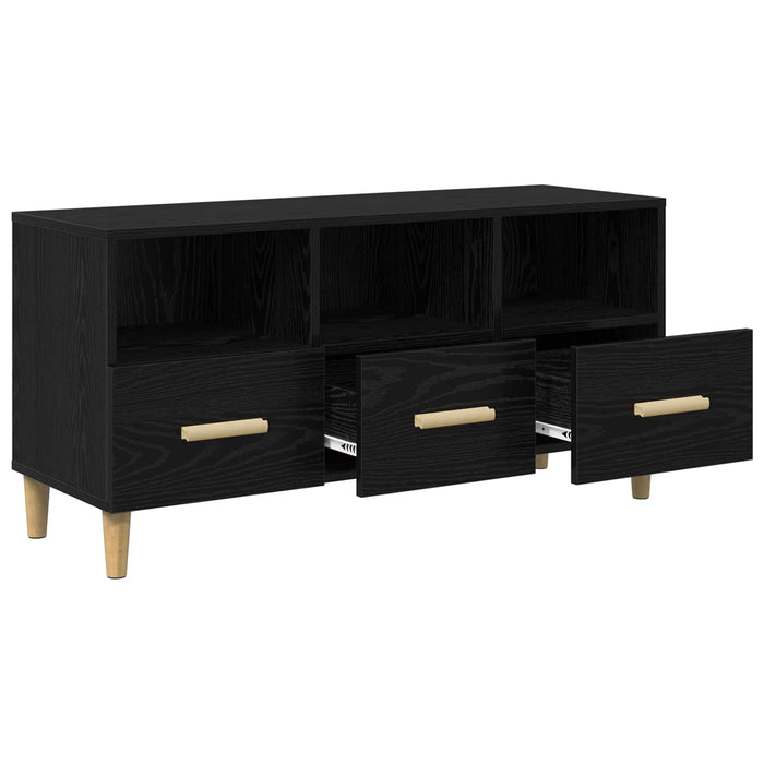 Cabinet TV Stejar Negru 102 x 35,5 x 50 cm Lemn compozit - WALTI WALTI