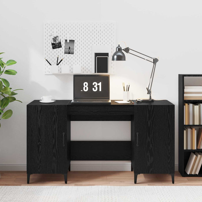 Birou cu depozitare Stejar Negru 140 x 50 x 75 cm Lemn compozit - WALTI WALTI