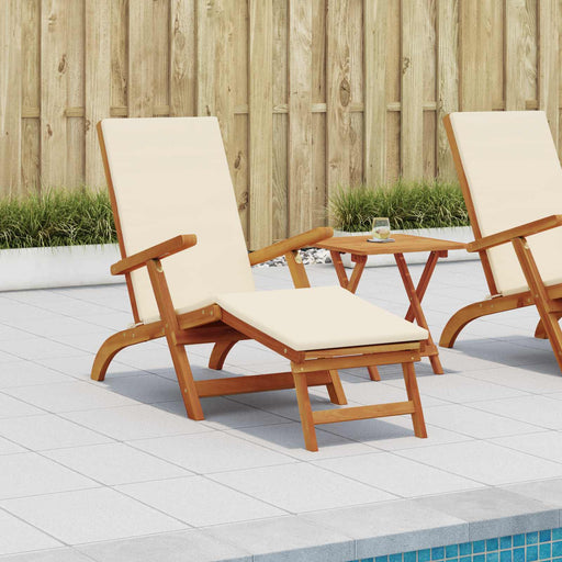 Șezlong pliabil și culisant 2 pcs Alb crem Lemn Solid de Acacia - WALTI WALTI