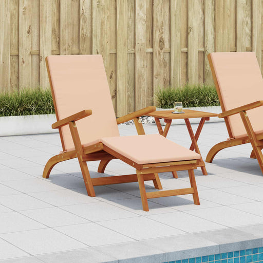 Șezlong pliabil și culisant 2 pcs Bej Lemn Solid de Acacia - WALTI WALTI