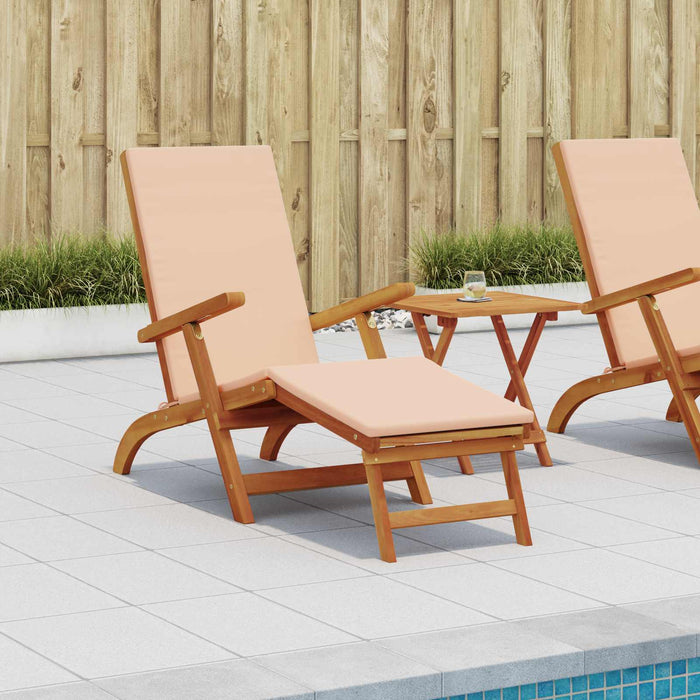 Șezlong pliabil și culisant 2 pcs Bej Lemn Solid de Acacia WALTI