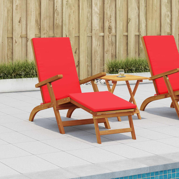 Șezlong pliabil și culisant 2 pcs Roșu Lemn Solid de Acacia WALTI