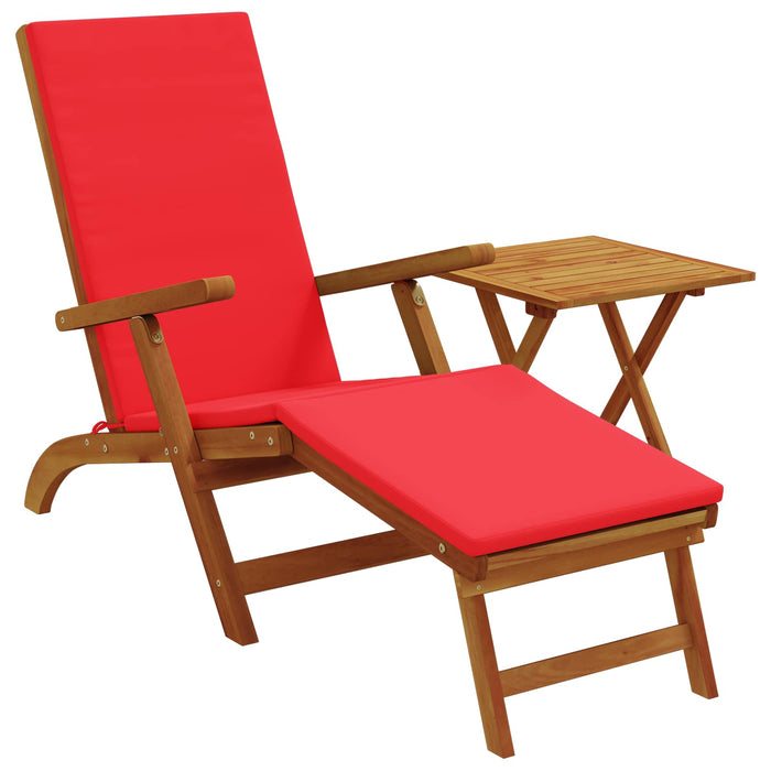 Șezlong pliabil și culisant 2 pcs Roșu Lemn Solid de Acacia WALTI