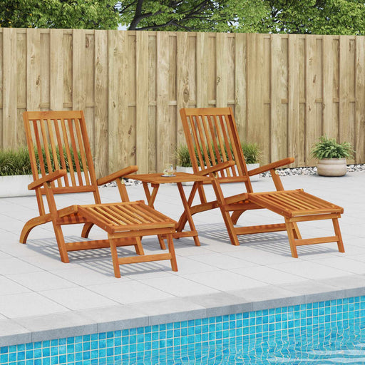 Șezlong pliabil și culisant 2 pcs natural Lemn Solid de Acacia - WALTI WALTI