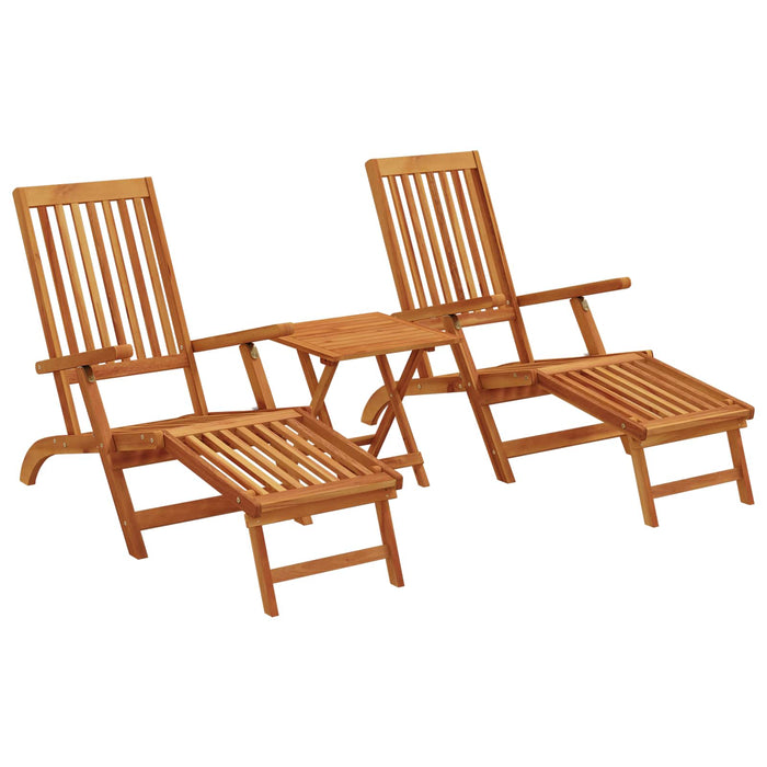 Șezlong pliabil și culisant 2 pcs natural Lemn Solid de Acacia WALTI