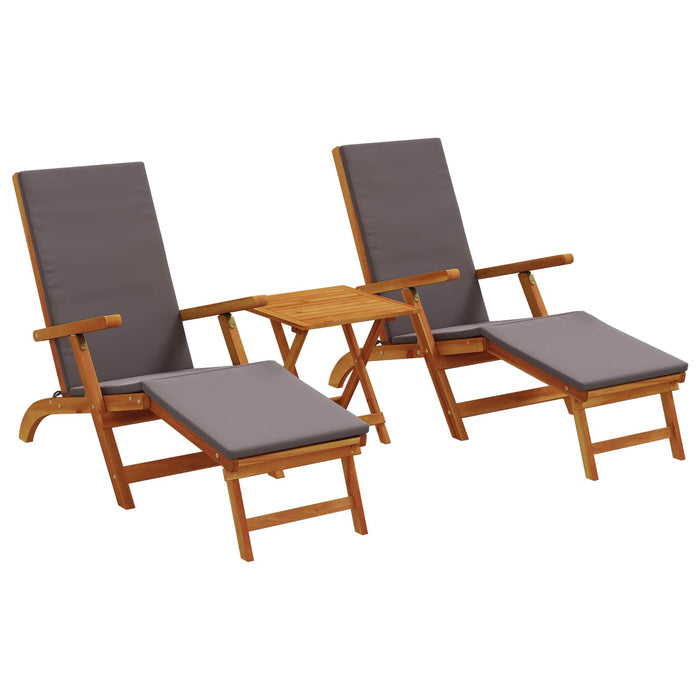 Șezlong pliabil și culisant 3 pcs Gri închis - WALTI WALTI