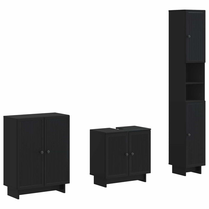 Set de cabinet pentru baie cu 3 piese EDE Negru Lemn prelucrat - WALTI WALTI