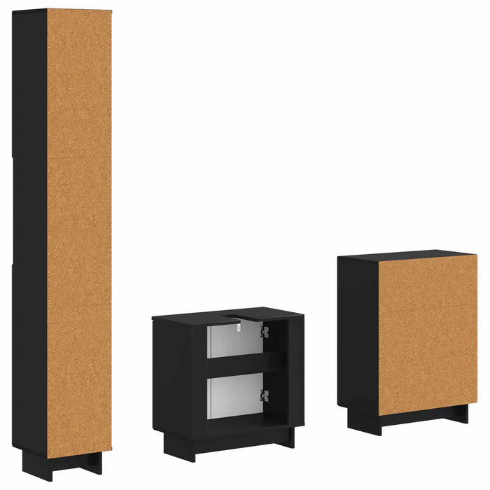 Set de cabinet pentru baie cu 3 piese EDE Negru Lemn prelucrat - WALTI WALTI