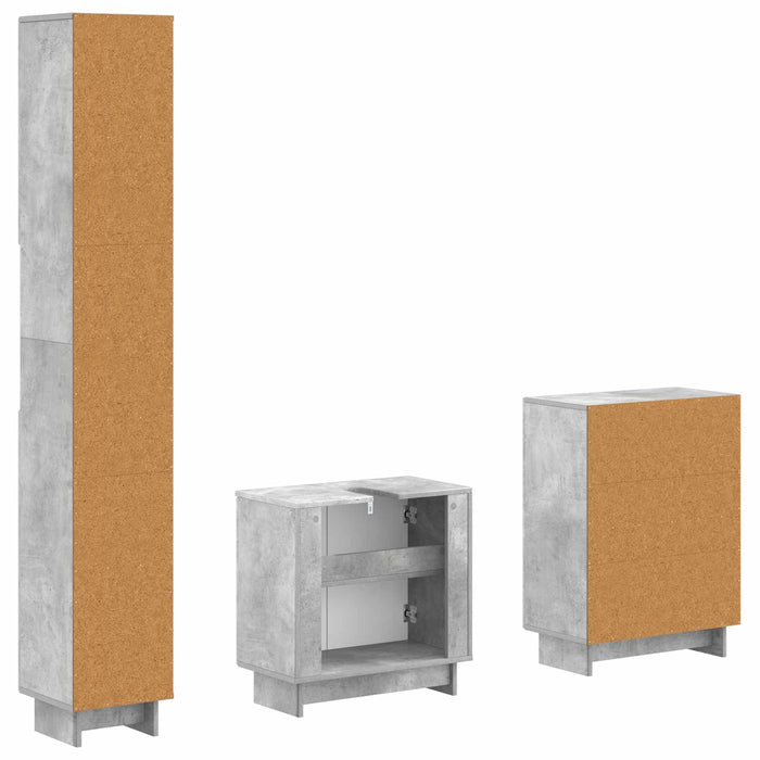 Set de cabinet pentru baie cu 3 piese EDE Gri Beton - WALTI WALTI