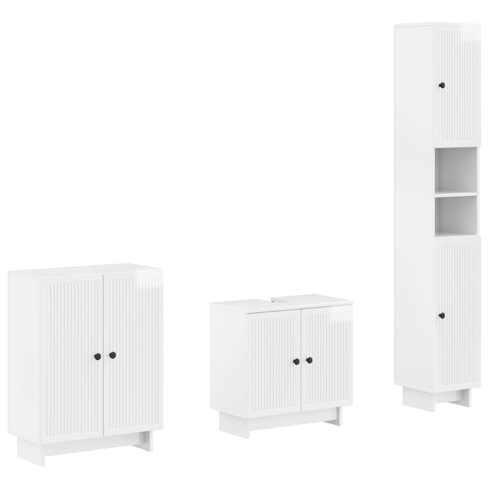 Set de cabinet pentru baie cu 3 piese EDE Alb foarte lucios - WALTI WALTI