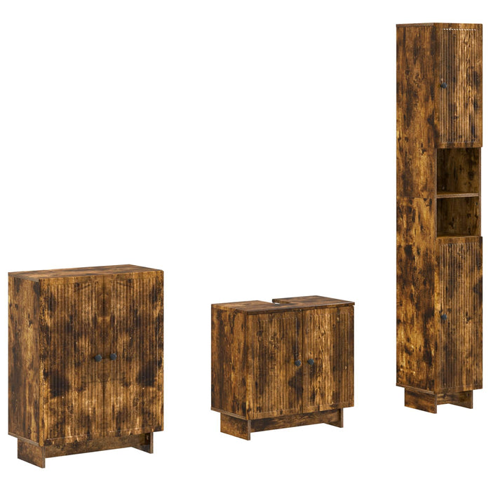 Set de cabinet pentru baie cu 3 piese EDE Stejar fumuriu - WALTI WALTI