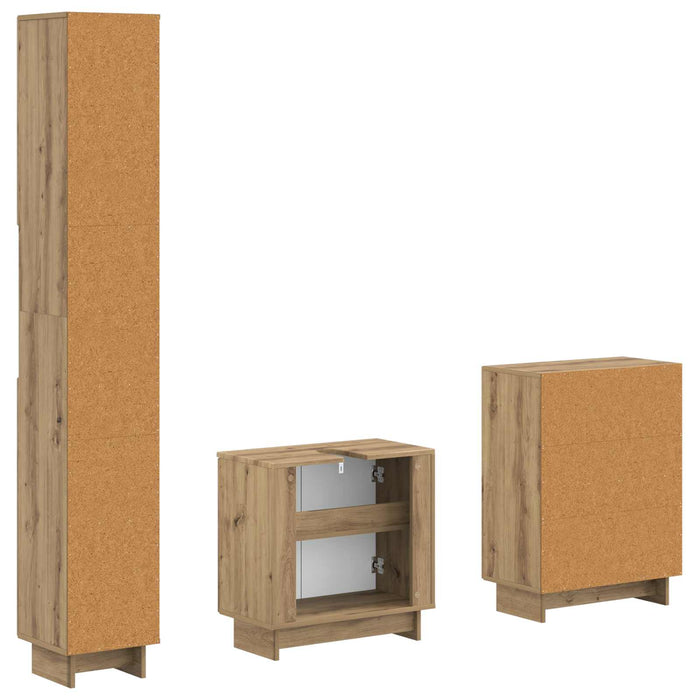 Set de cabinet pentru baie cu 3 piese EDE Stejar Artizanal - WALTI WALTI