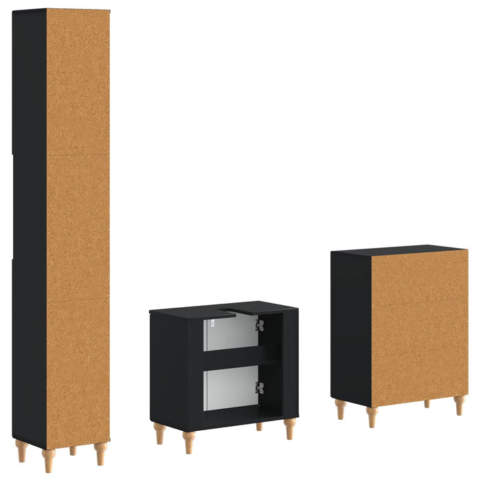 Set de cabinet pentru baie cu 3 piese ALKMAAR Negru - WALTI WALTI