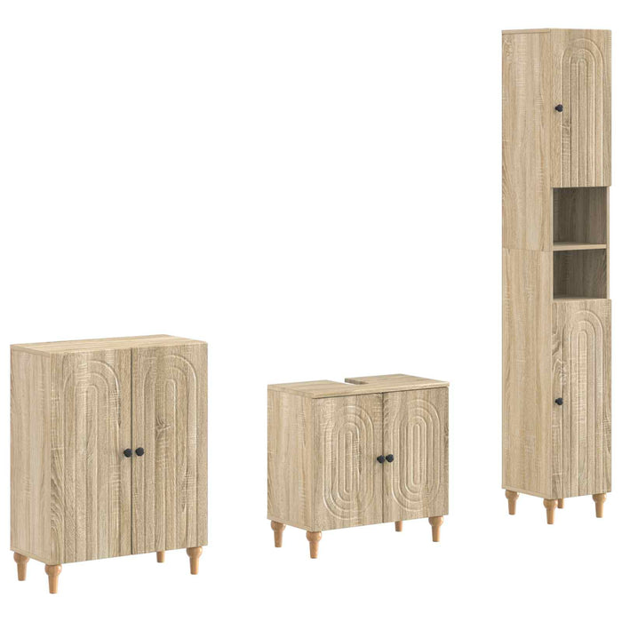 Set de cabinet pentru baie cu 3 piese ALKMAAR Stejar Sonoma - WALTI WALTI