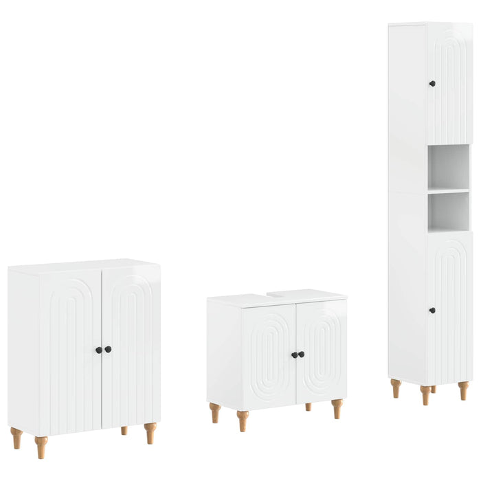 Set de cabinet pentru baie cu 3 piese ALKMAAR Alb foarte lucios - WALTI WALTI