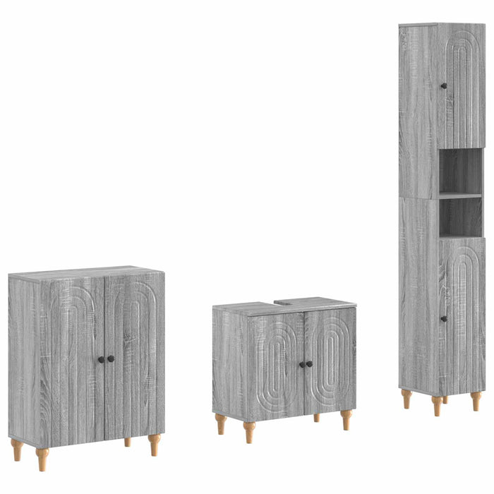 Set de cabinet pentru baie cu 3 piese ALKMAAR Sonoma gri - WALTI WALTI