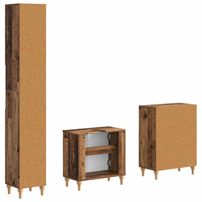Set de cabinet pentru baie cu 3 piese ALKMAAR Lemn vechi - WALTI WALTI