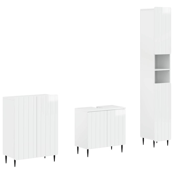 Set de cabinet pentru baie cu 3 piese ZWOLLE Alb foarte lucios - WALTI WALTI