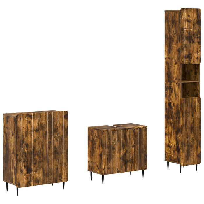 Set de cabinet pentru baie cu 3 piese ZWOLLE Stejar fumuriu - WALTI WALTI