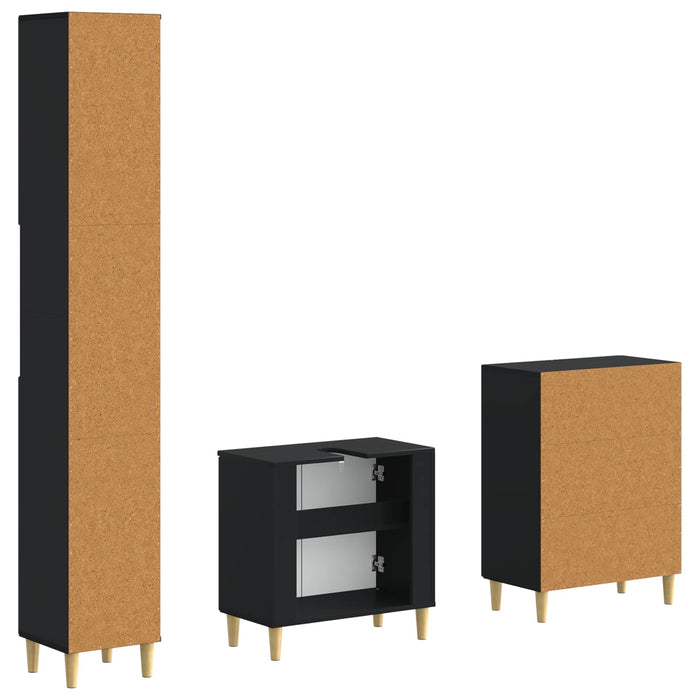 Set de cabinet pentru baie cu 3 piese ARNHEM Negru - WALTI WALTI