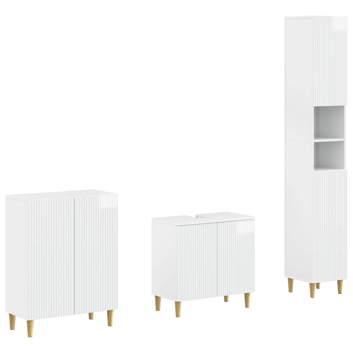 Set de cabinet pentru baie cu 3 piese ARNHEM Alb foarte lucios - WALTI WALTI