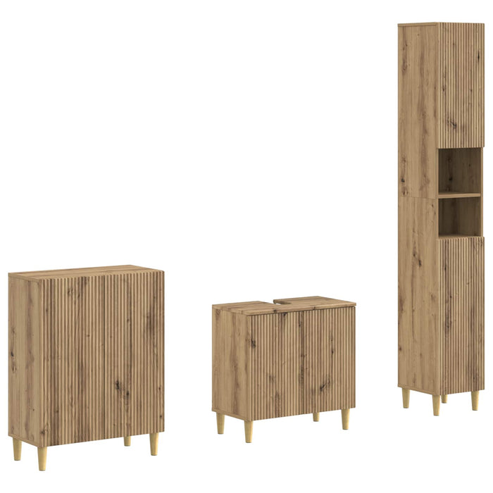 Set de cabinet pentru baie cu 3 piese ARNHEM Stejar Artizanal - WALTI WALTI