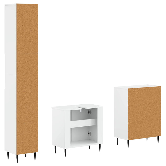Set de cabinet pentru baie cu 3 piese HAARLEM Alb foarte lucios - WALTI WALTI