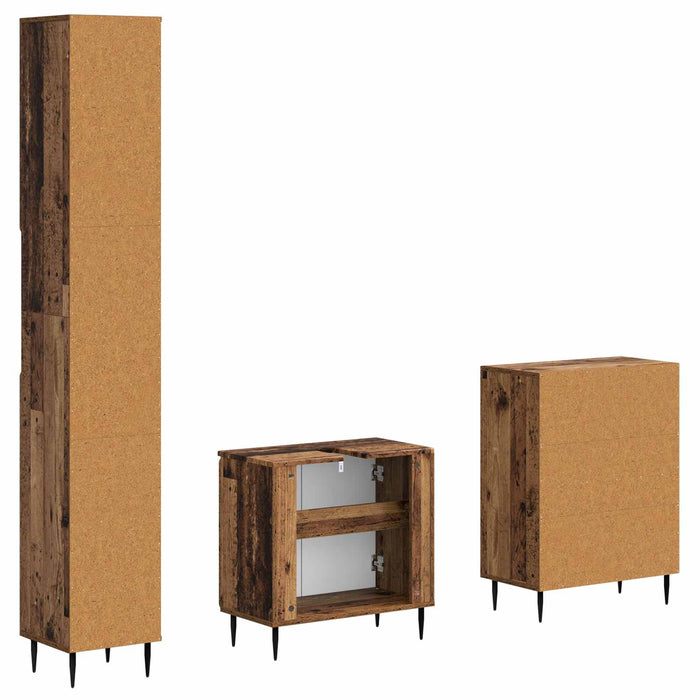 Set de cabinet pentru baie cu 3 piese HAARLEM Lemn vechi - WALTI WALTI