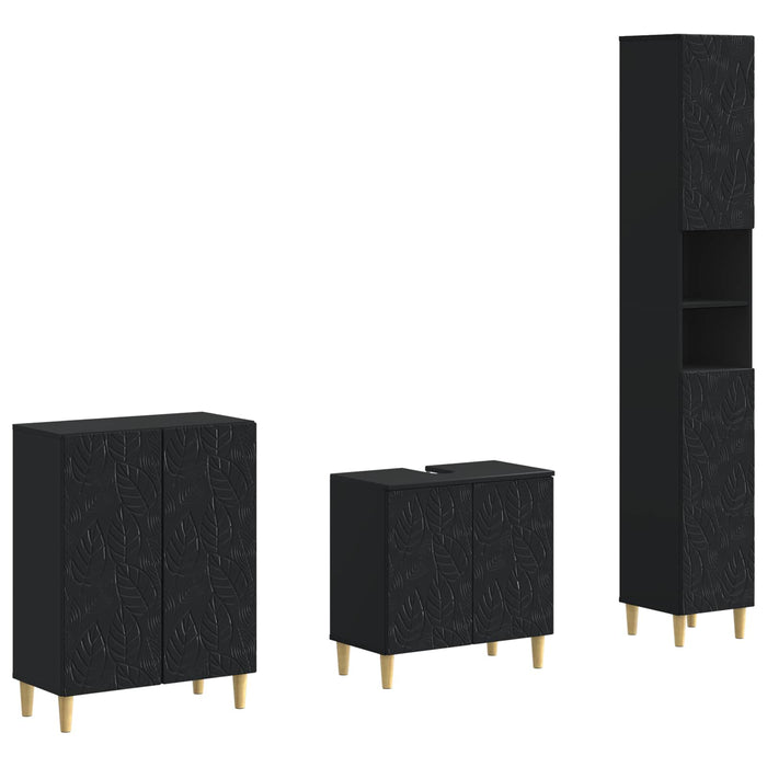 Set de cabinet pentru baie cu 3 piese DELFT Negru - WALTI WALTI