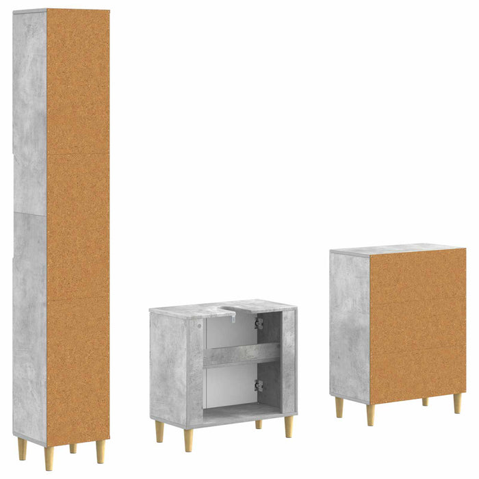 Set de cabinet pentru baie cu 3 piese DELFT Gri Beton - WALTI WALTI