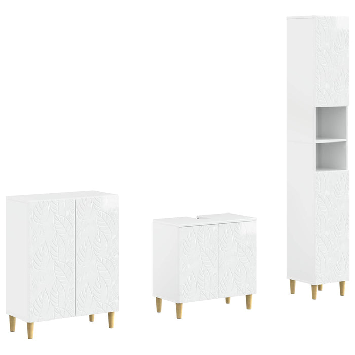 Set de cabinet pentru baie cu 3 piese DELFT Alb foarte lucios - WALTI WALTI