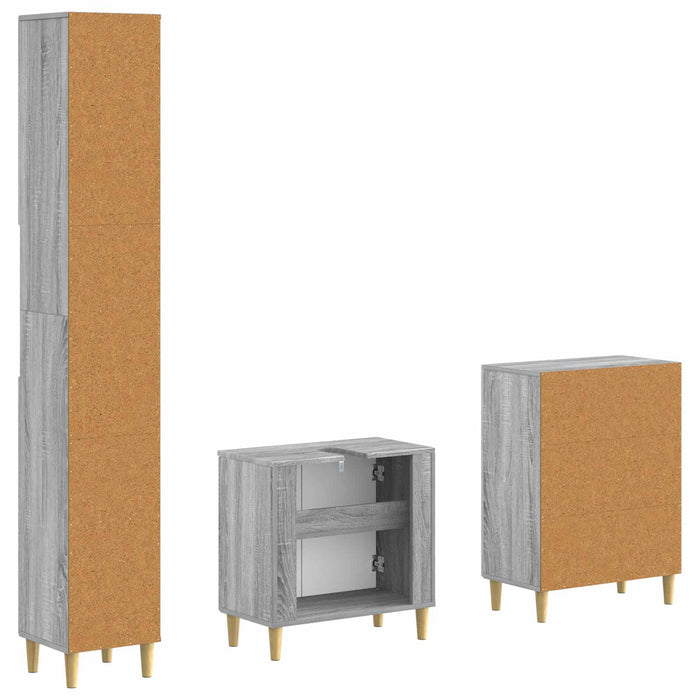 Set de cabinet pentru baie cu 3 piese DELFT Sonoma gri - WALTI WALTI
