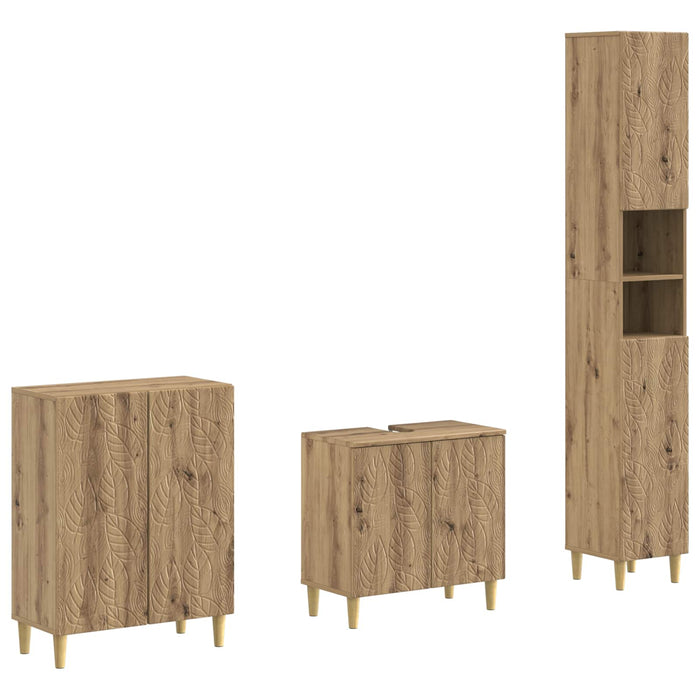 Set de cabinet pentru baie cu 3 piese DELFT Stejar Artizanal - WALTI WALTI