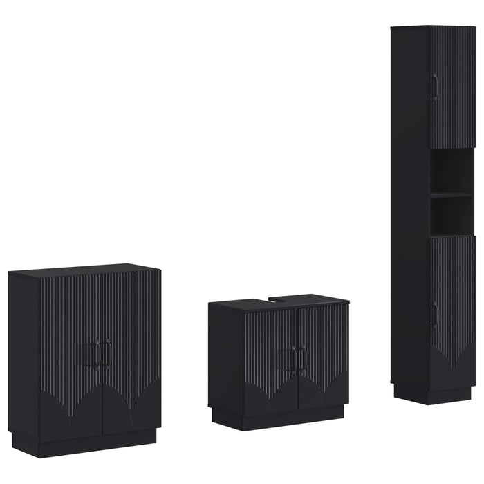 Set de cabinet pentru baie cu 3 piese HOORN Negru - WALTI WALTI